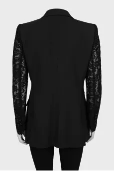 Fitted jacket with lace sleeves