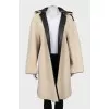 Sheepskin coat with removable hood