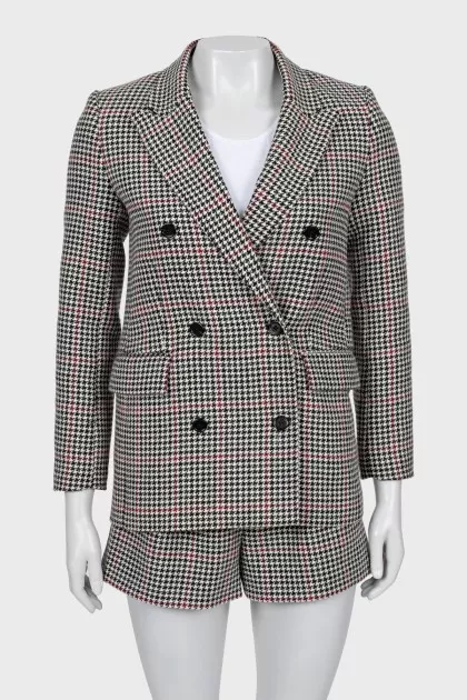 Suit with houndstooth shorts