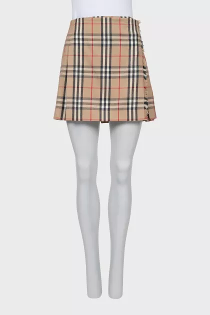Woolen mini skirt in signature print