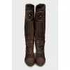 Suede boots with contrast stitching