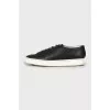 Men's black leather sneakers