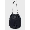 Blue textile bucket bag