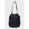 Blue textile bucket bag