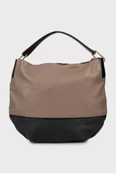 Two-tone leather shopper bag