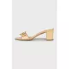 Leather slides with gold decoration