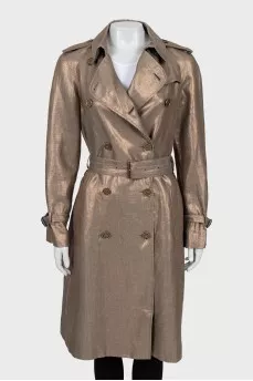 Gold-tone fitted trench coat