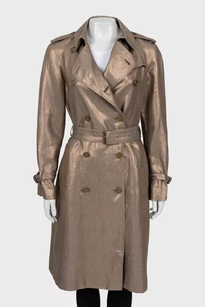 Gold-tone fitted trench coat