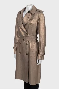 Gold-tone fitted trench coat