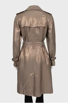 Gold-tone fitted trench coat