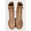 Suede ankle boots with wooden heel