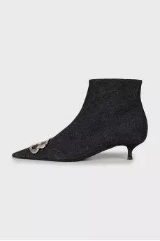Logo denim ankle boots