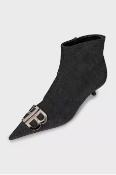Logo denim ankle boots
