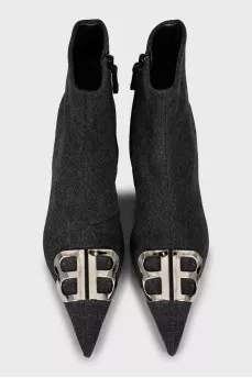 Logo denim ankle boots