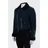 Blue short shearling coat