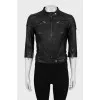 Leather jacket with decorated seams