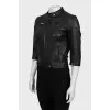 Leather jacket with decorated seams