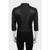 Leather jacket with decorated seams