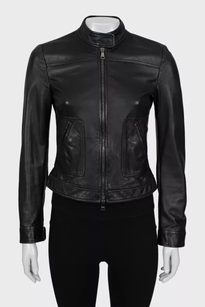 Slim fit leather jacket