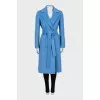 Blue wool coat with belt
