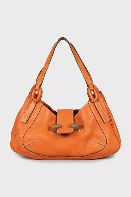 Shoulder bag with contrast stitching