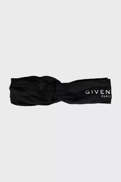 Headband with brand logo and tag