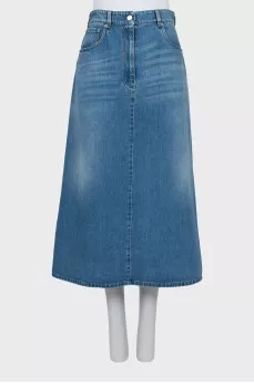 Midi denim skirt with back slit