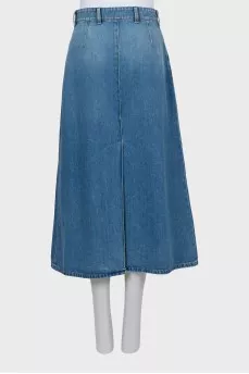 Midi denim skirt with back slit