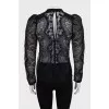 Sheer blouse with accent sleeves