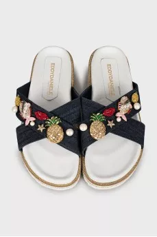 Шлепанцы декорированные камнями Swarovski