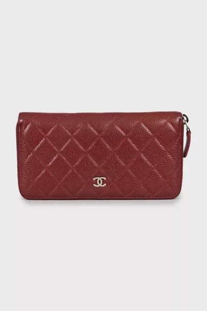 Red wallet with embossed leather