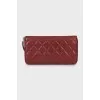 Red wallet with embossed leather