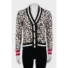 Animal print cropped cardigan