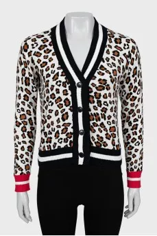 Animal print cropped cardigan