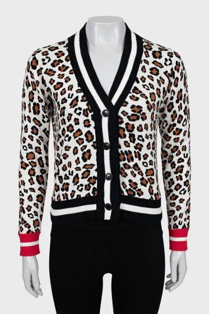 Animal print cropped cardigan