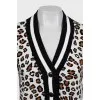 Animal print cropped cardigan