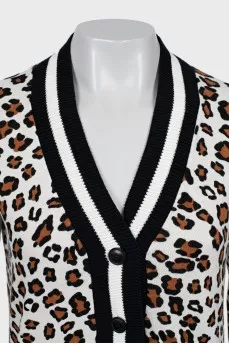 Animal print cropped cardigan