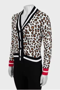 Animal print cropped cardigan