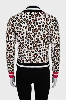 Animal print cropped cardigan