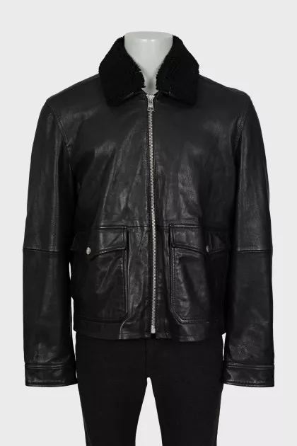 Men's black sheepskin coat