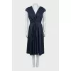 Blue midi dress with V-neck