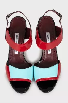 Mixed color patent leather sandals