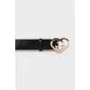 Wide leather belt with gold buckle
