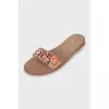 Leather slides with decor