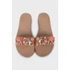 Leather slides with decor