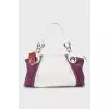 Suede and leather bag with tag
