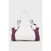 Suede and leather bag with tag