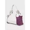 Suede and leather bag with tag