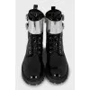 Patent lace-up boots