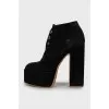 Suede block heel ankle boots